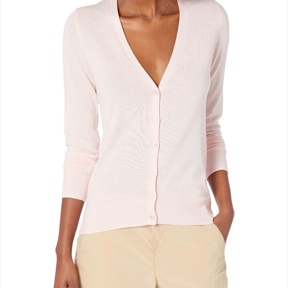 Light Pink V-Neck Cardigan